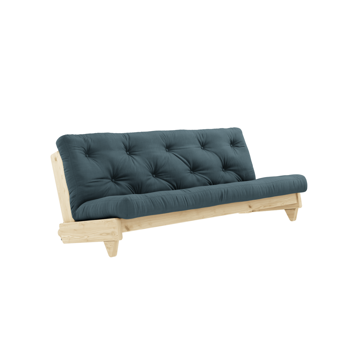 Canapé-lit en pin massif avec matelas en coton bleu pétrole 140x200cm Fresh - Karup Design - The Cool Republic