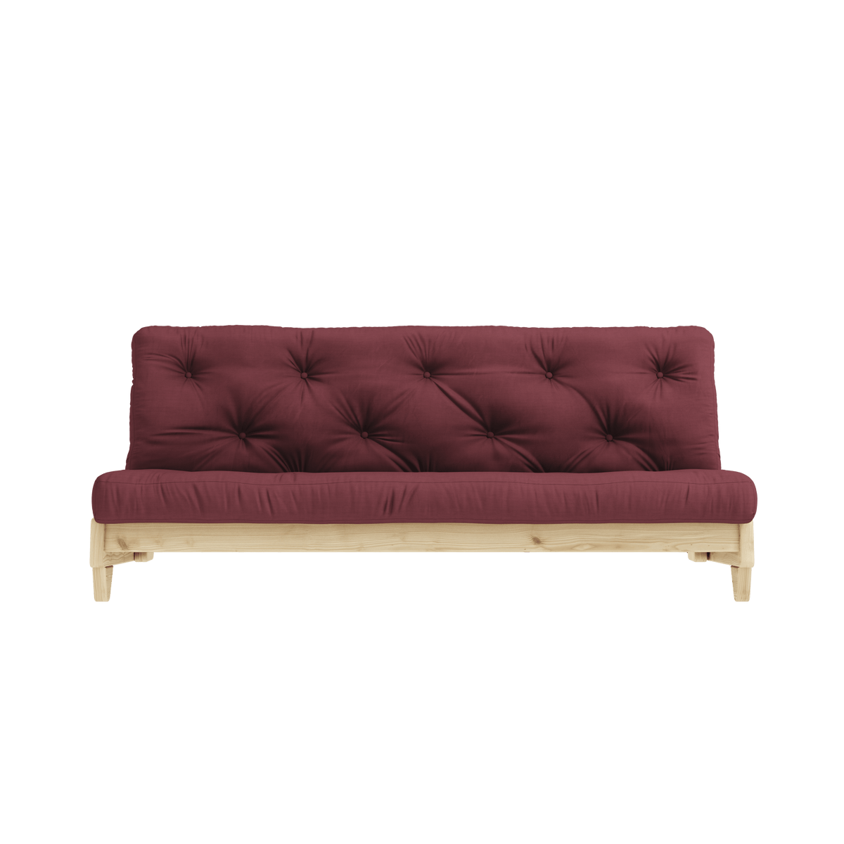 Canapé-lit en pin massif avec matelas en coton bordeaux 140x200cm Fresh - Karup Design - The Cool Republic