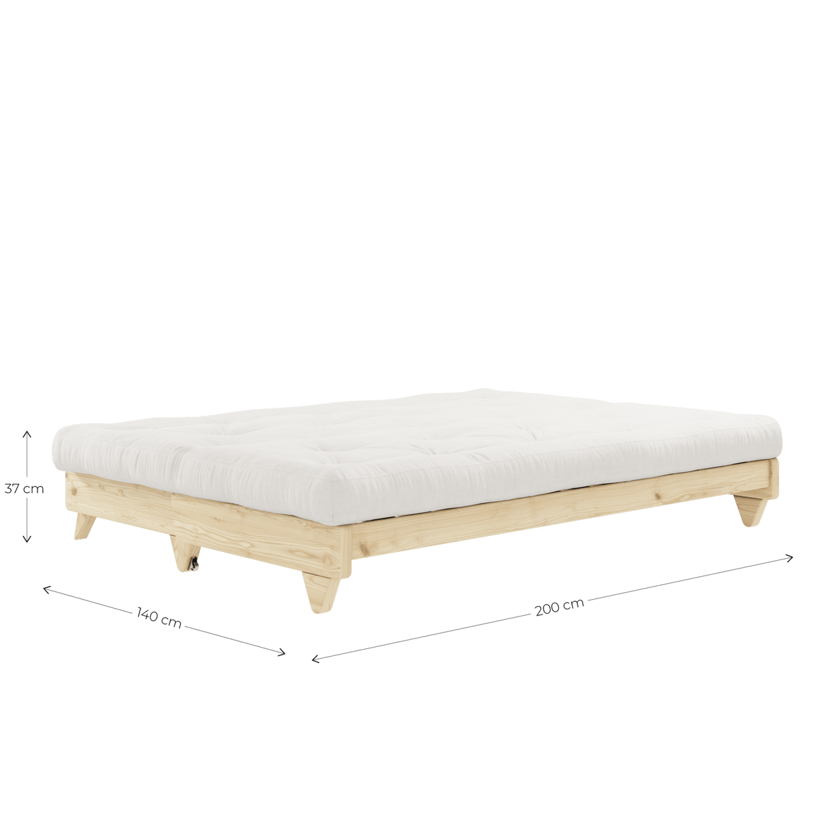 Canapé-lit en pin massif avec matelas en coton gris 140x200cm Fresh - Karup Design - The Cool Republic