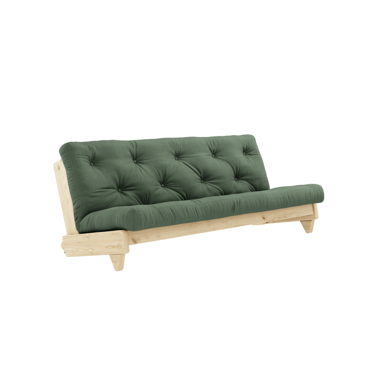 Canapé-lit en pin massif avec matelas en coton vert olive 140x200cm Fresh - Karup Design - The Cool Republic