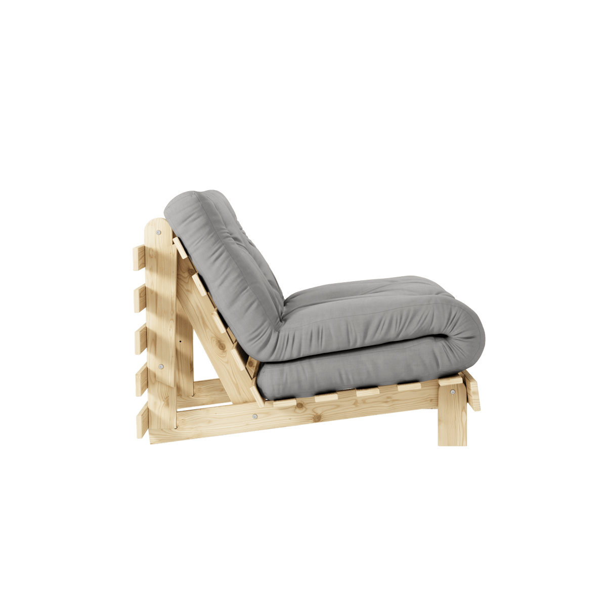 Canapé-lit en pin massif avec matelas gris 90x200cm Raw roots - Karup Design - The Cool Republic