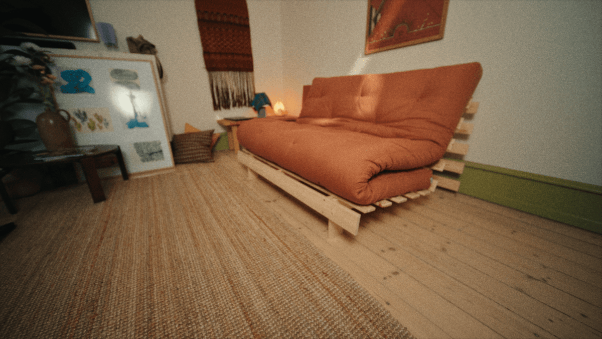 Canapé-lit en pin massif avec matelas marron 140x200cm Raw roots - Karup Design - The Cool Republic