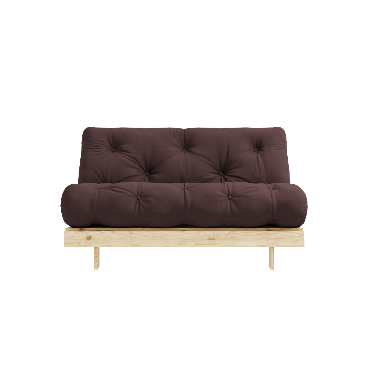 Canapé-lit en pin massif avec matelas marron 140x200cm Raw roots - Karup Design - The Cool Republic