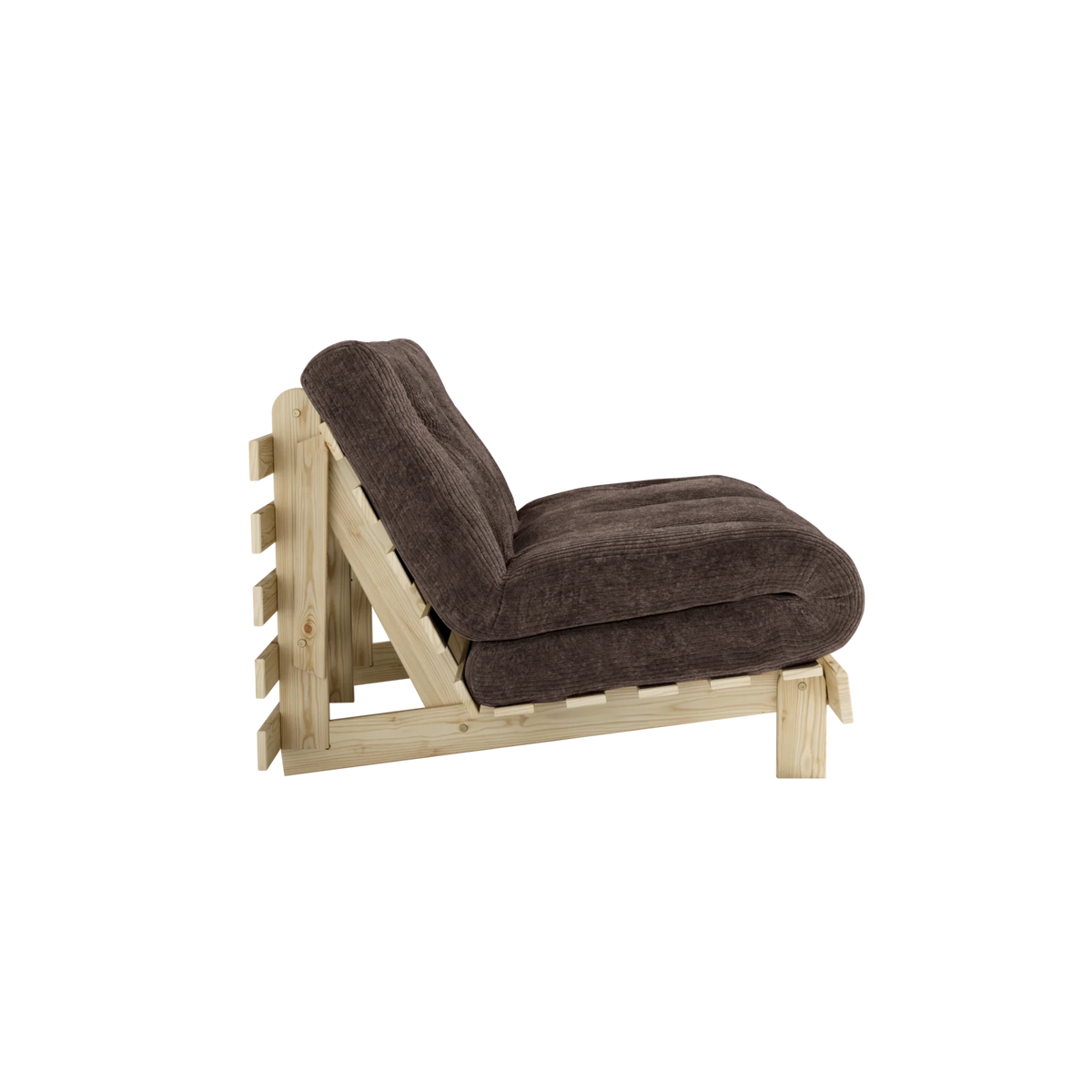 Canapé-lit en pin massif avec matelas marron foncé 140x200cm Roots - Karup - The Cool Republic