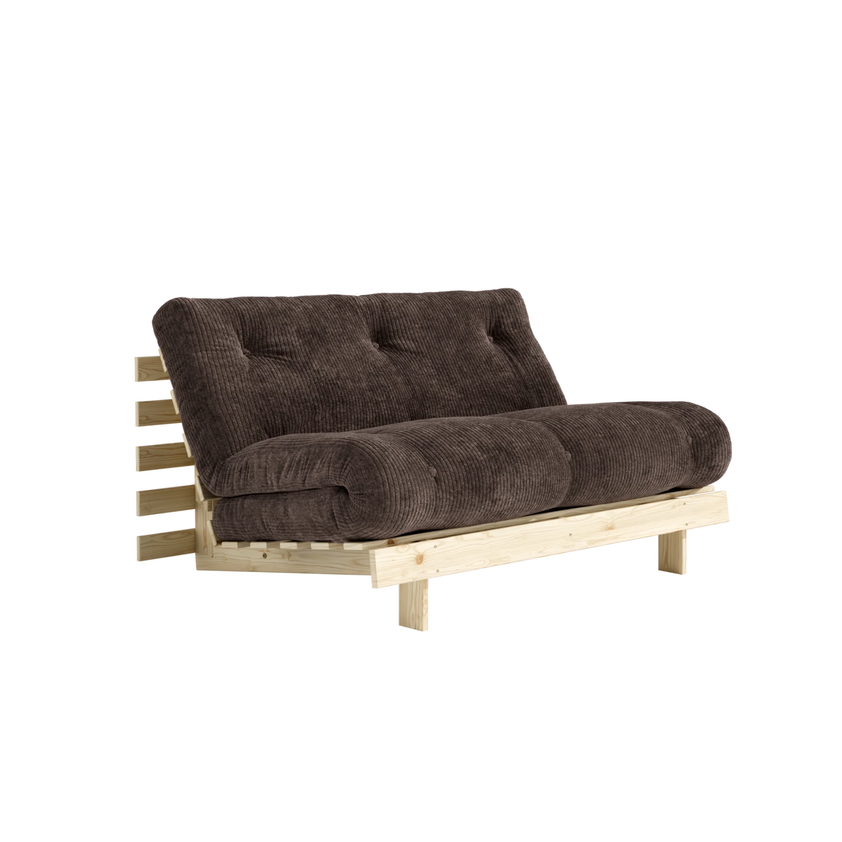 Canapé-lit en pin massif avec matelas marron foncé 140x200cm Roots - Karup - The Cool Republic