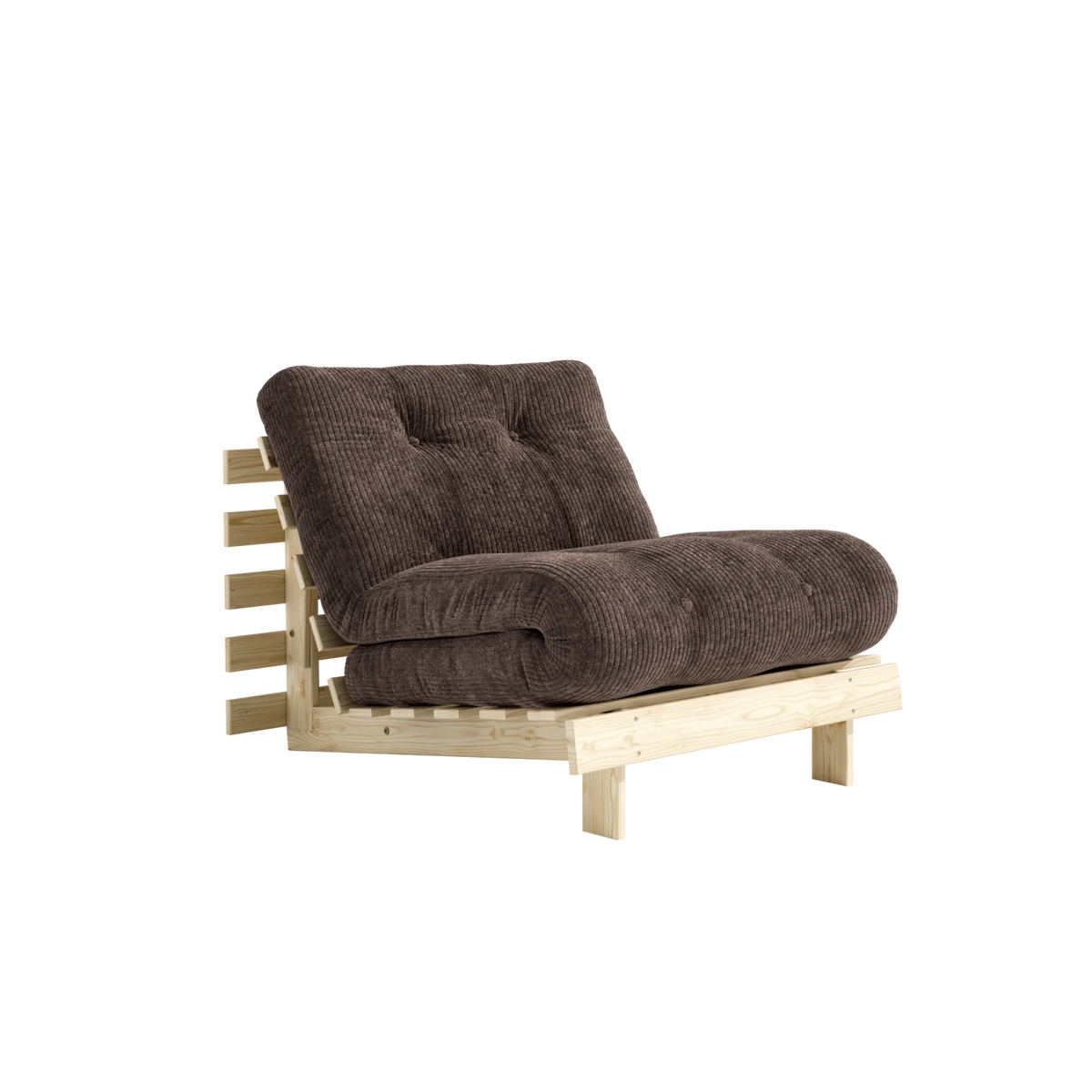 Canapé-lit en pin massif avec matelas marron foncé 90x200cm Roots - Karup - The Cool Republic