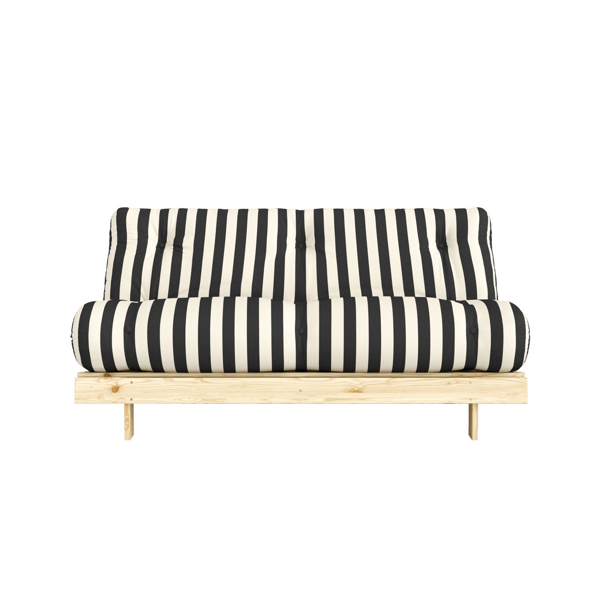 Canapé-lit en pin massif avec matelas rayé blanc et noir 160x200cm Raw roots - Karup Design - The Cool Republic