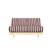 Canapé-lit en pin massif avec matelas rayé bordeaux et bleu clair 140x200cm Raw roots - Karup Design - The Cool Republic