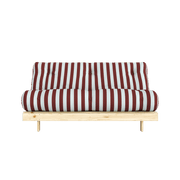 Canapé-lit en pin massif avec matelas rayé bordeaux et bleu clair 160x200cm Raw roots - Karup Design - The Cool Republic