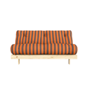Canapé-lit en pin massif avec matelas rayé bordeaux et bleu clair 160x200cm Raw roots - Karup Design - The Cool Republic