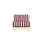 Canapé-lit en pin massif avec matelas rayé bordeaux et bleu clair 90x200cm Raw roots - Karup Design - The Cool Republic