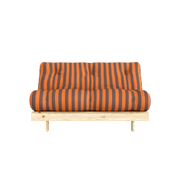 Canapé-lit en pin massif avec matelas rayé orange et marron 140x200cm Raw roots - Karup Design - The Cool Republic