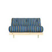 Canapé-lit en pin massif avec matelas rayé orange et marron 140x200cm Raw roots - Karup Design - The Cool Republic
