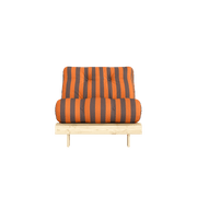 Canapé-lit en pin massif avec matelas rayé orange et marron 90x200cm Raw roots - Karup Design - The Cool Republic