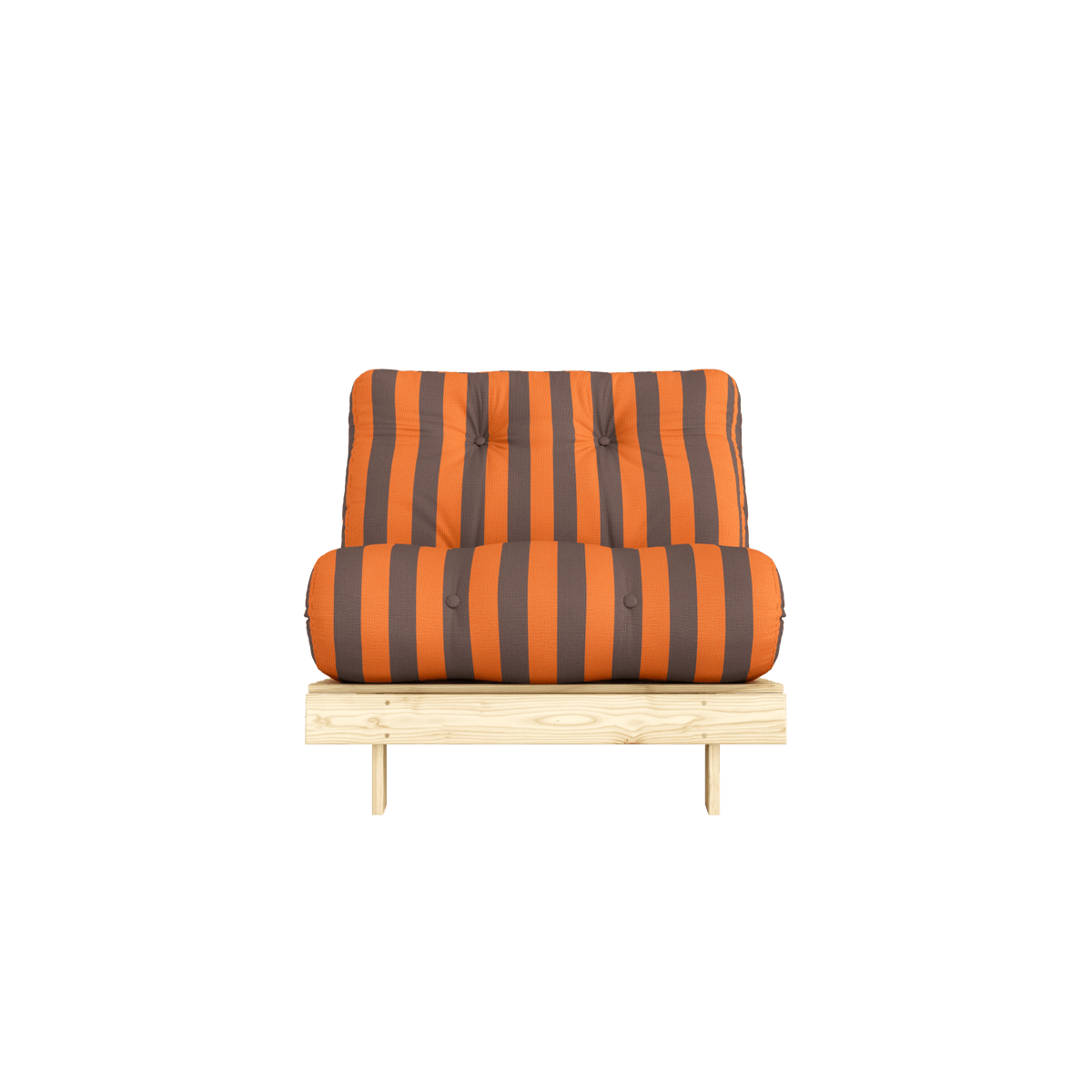 Canapé-lit en pin massif avec matelas rayé orange et marron 90x200cm Raw roots - Karup Design - The Cool Republic