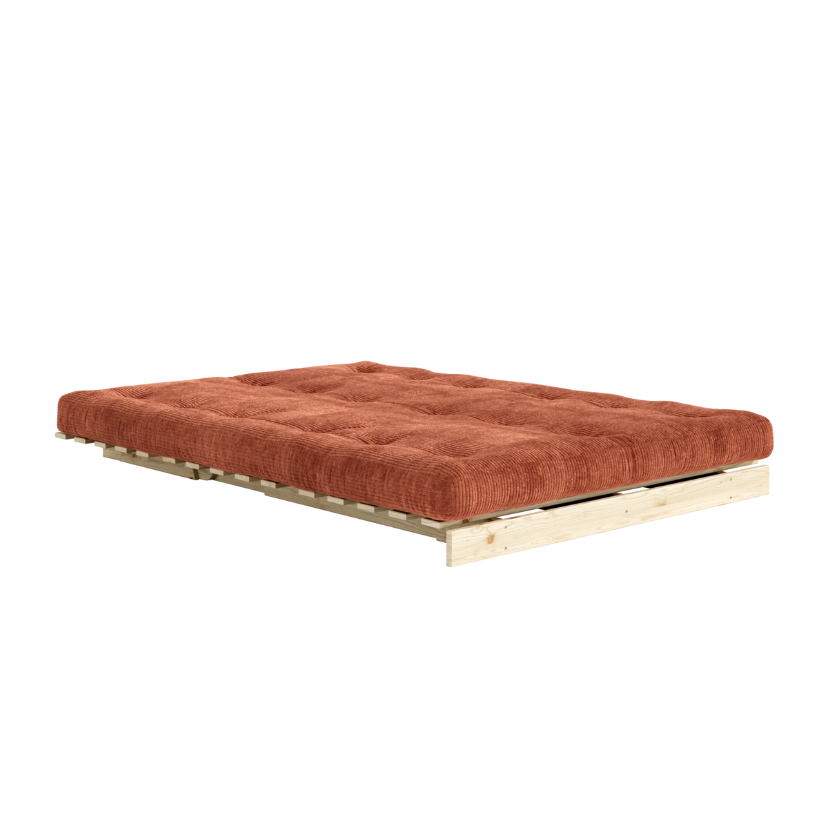 Canapé-lit en pin massif avec matelas retro orange 140x200cm Roots - Karup - The Cool Republic
