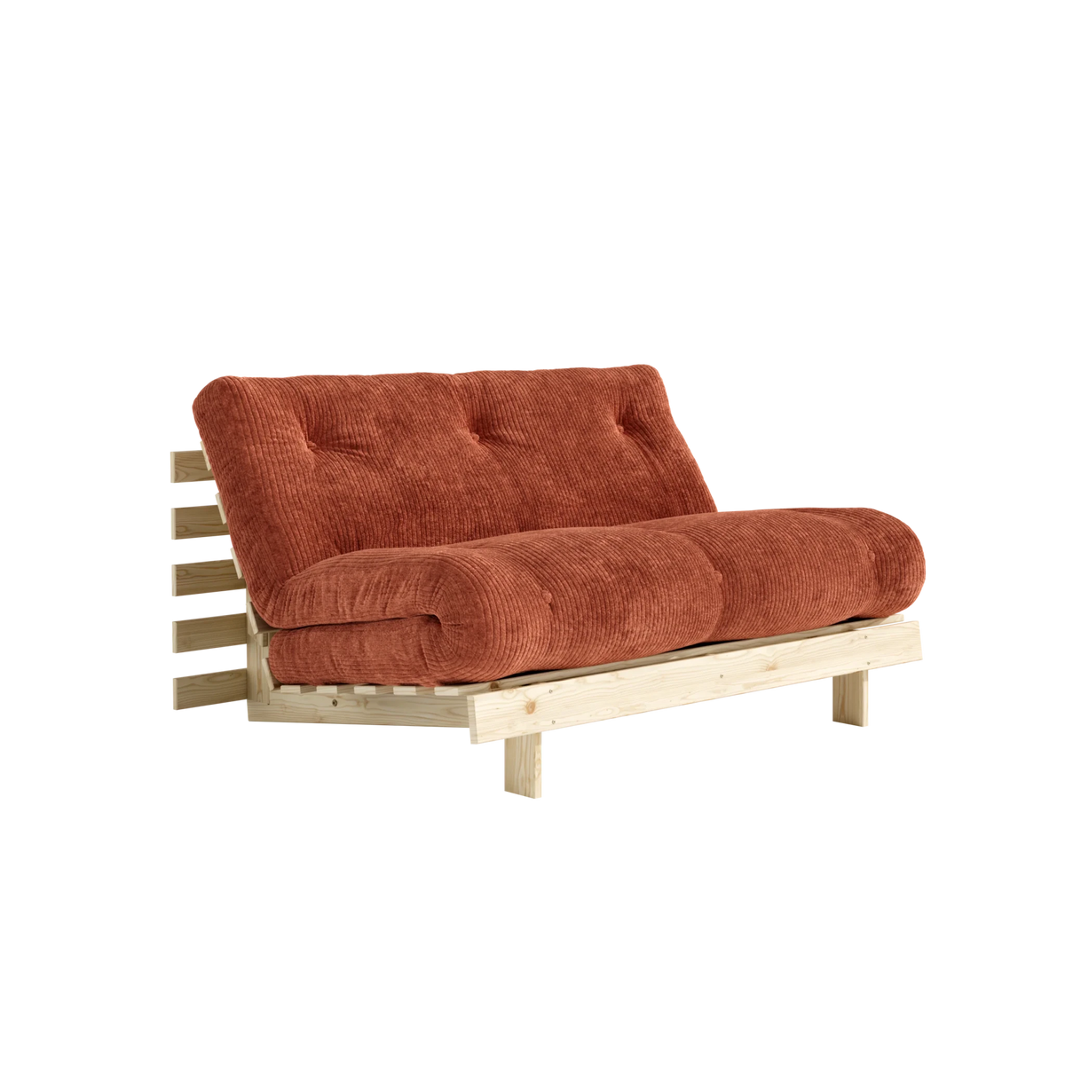 Canapé-lit en pin massif avec matelas retro orange 140x200cm Roots - Karup - The Cool Republic