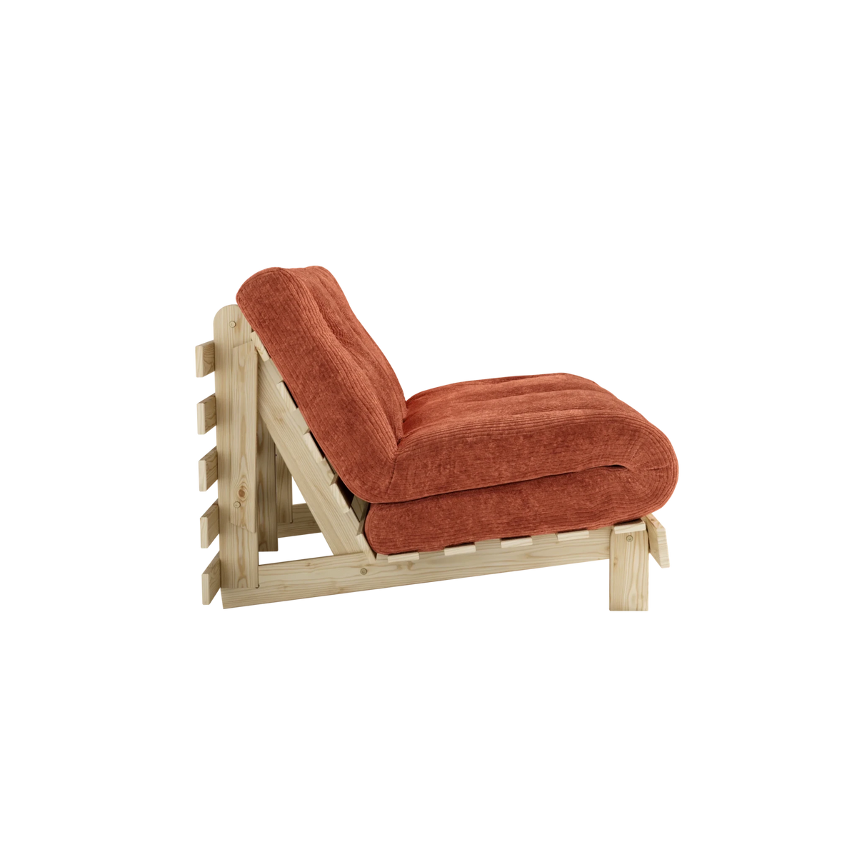Canapé-lit en pin massif avec matelas retro orange 140x200cm Roots - Karup - The Cool Republic