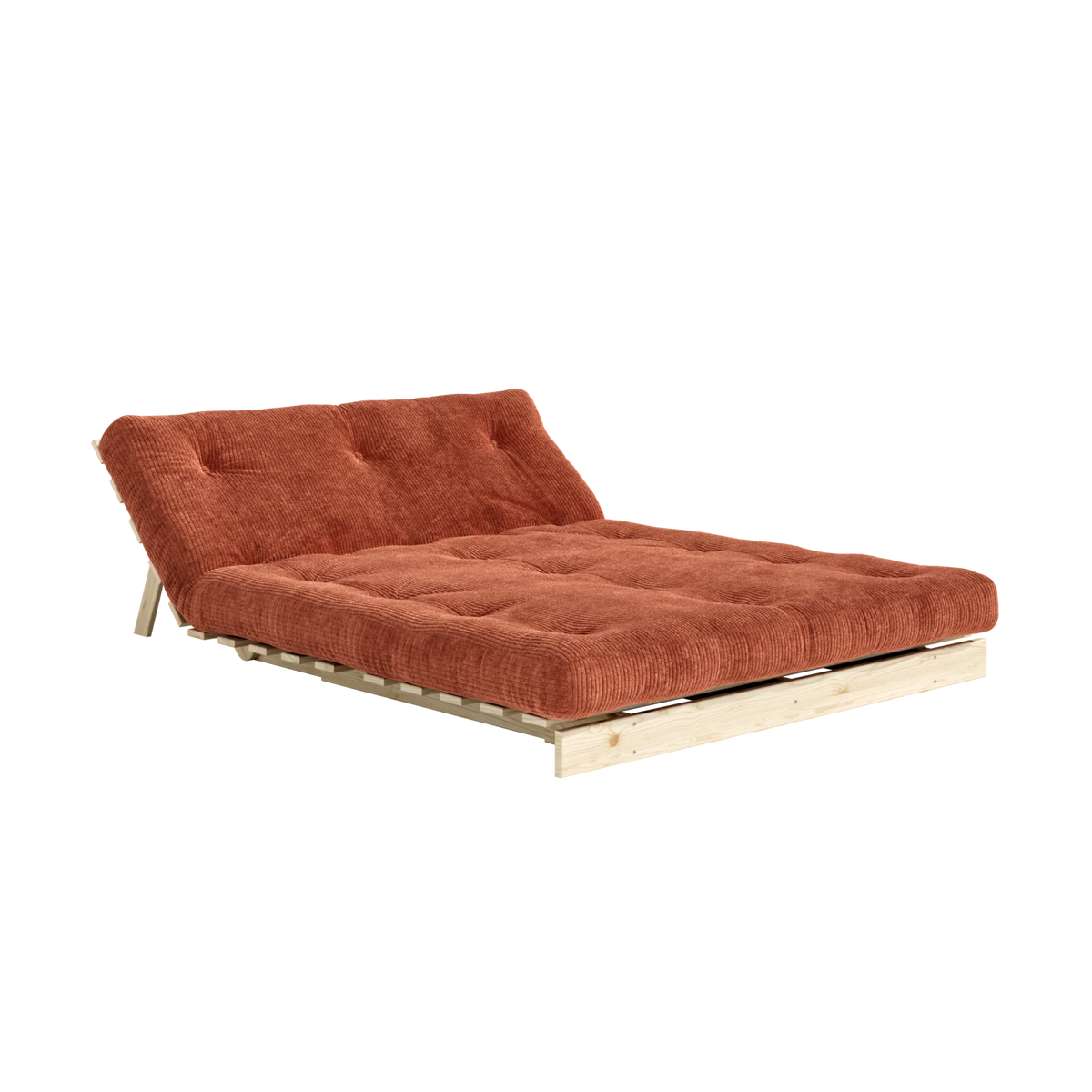 Canapé-lit en pin massif avec matelas retro orange 140x200cm Roots - Karup - The Cool Republic