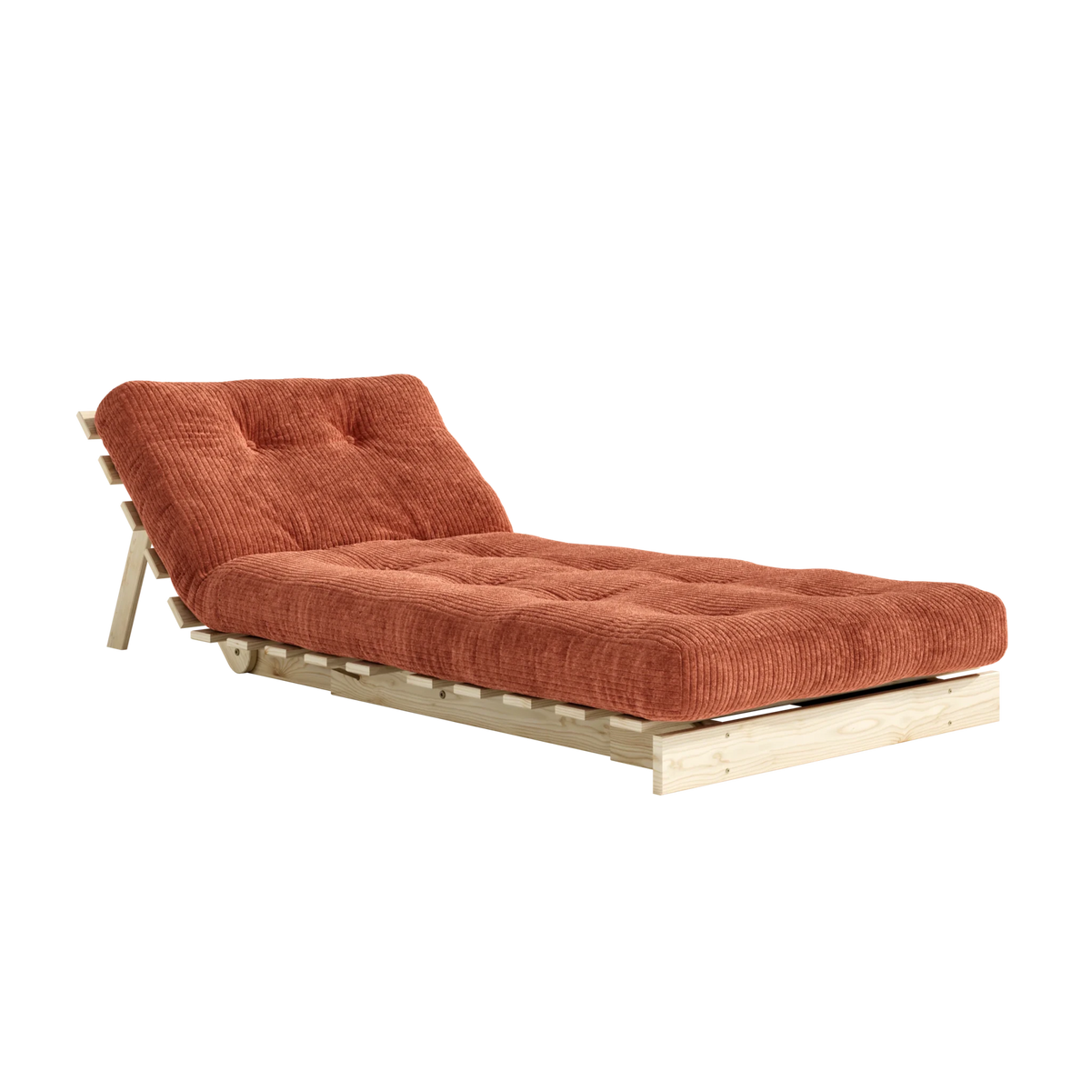 Canapé-lit en pin massif avec matelas retro orange 90x200cm Roots - Karup - The Cool Republic