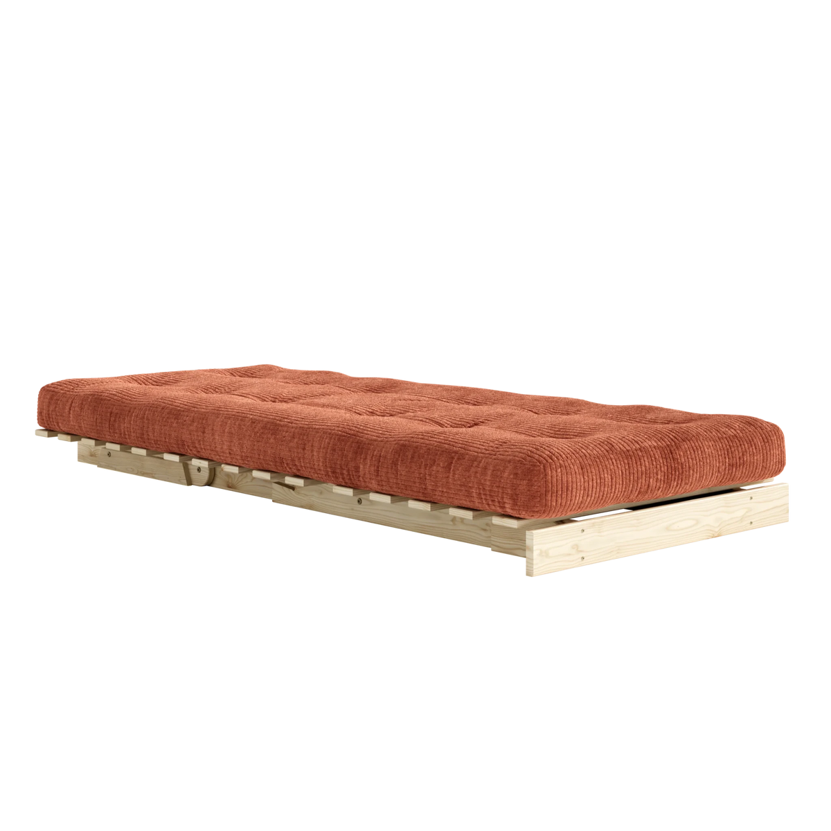 Canapé-lit en pin massif avec matelas retro orange 90x200cm Roots - Karup - The Cool Republic