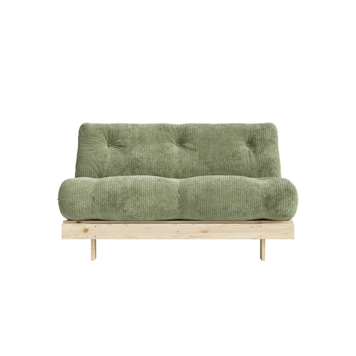 Canapé-lit en pin massif avec matelas retro vert 140x200cm Roots - Karup - The Cool Republic