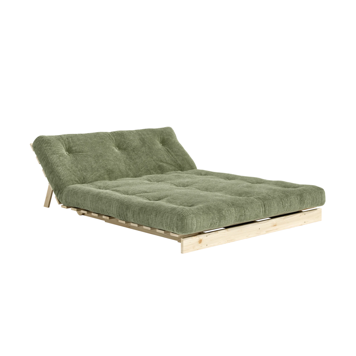Canapé-lit en pin massif avec matelas retro vert 140x200cm Roots - Karup - The Cool Republic