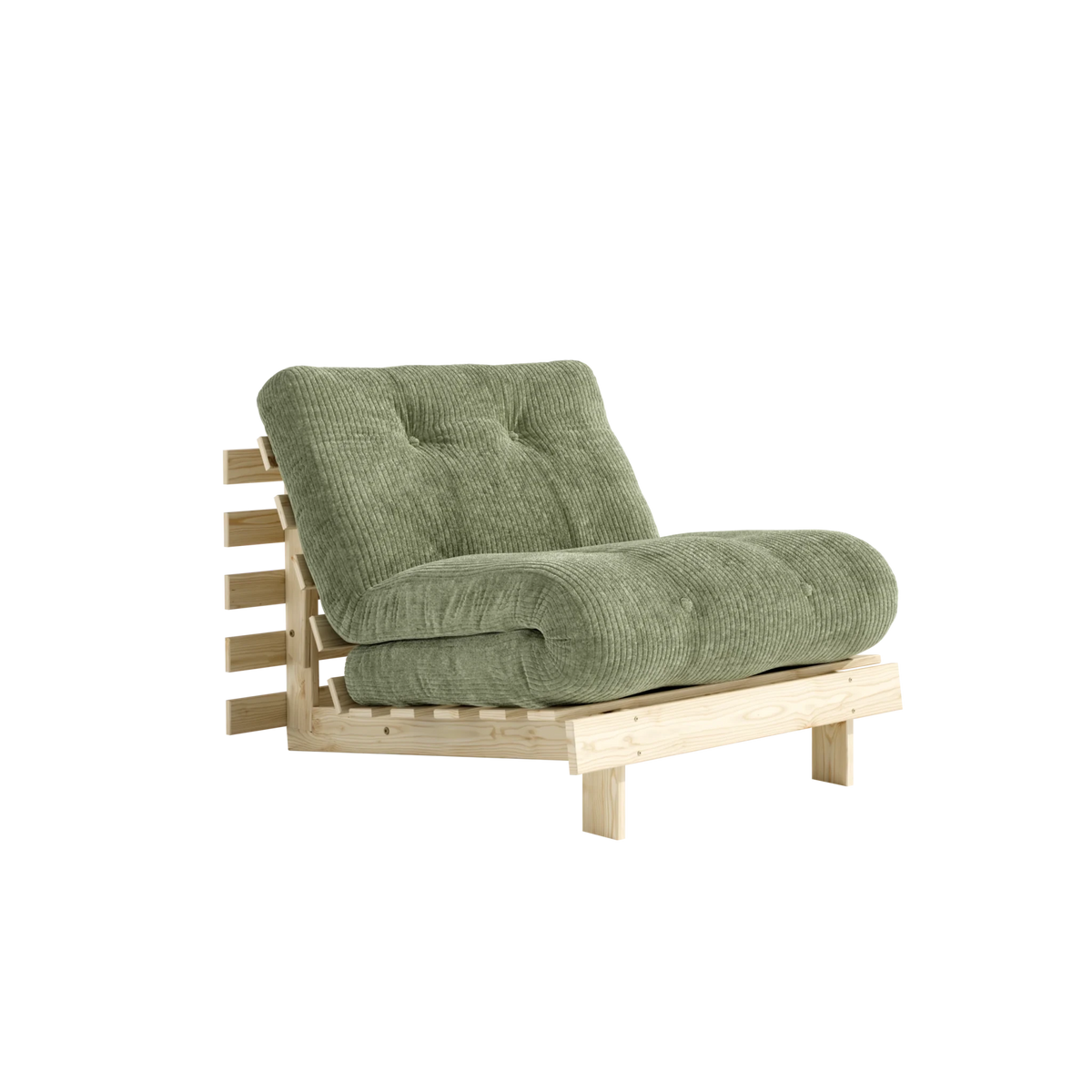 Canapé-lit en pin massif avec matelas vert 90x200cm Roots - Karup - The Cool Republic