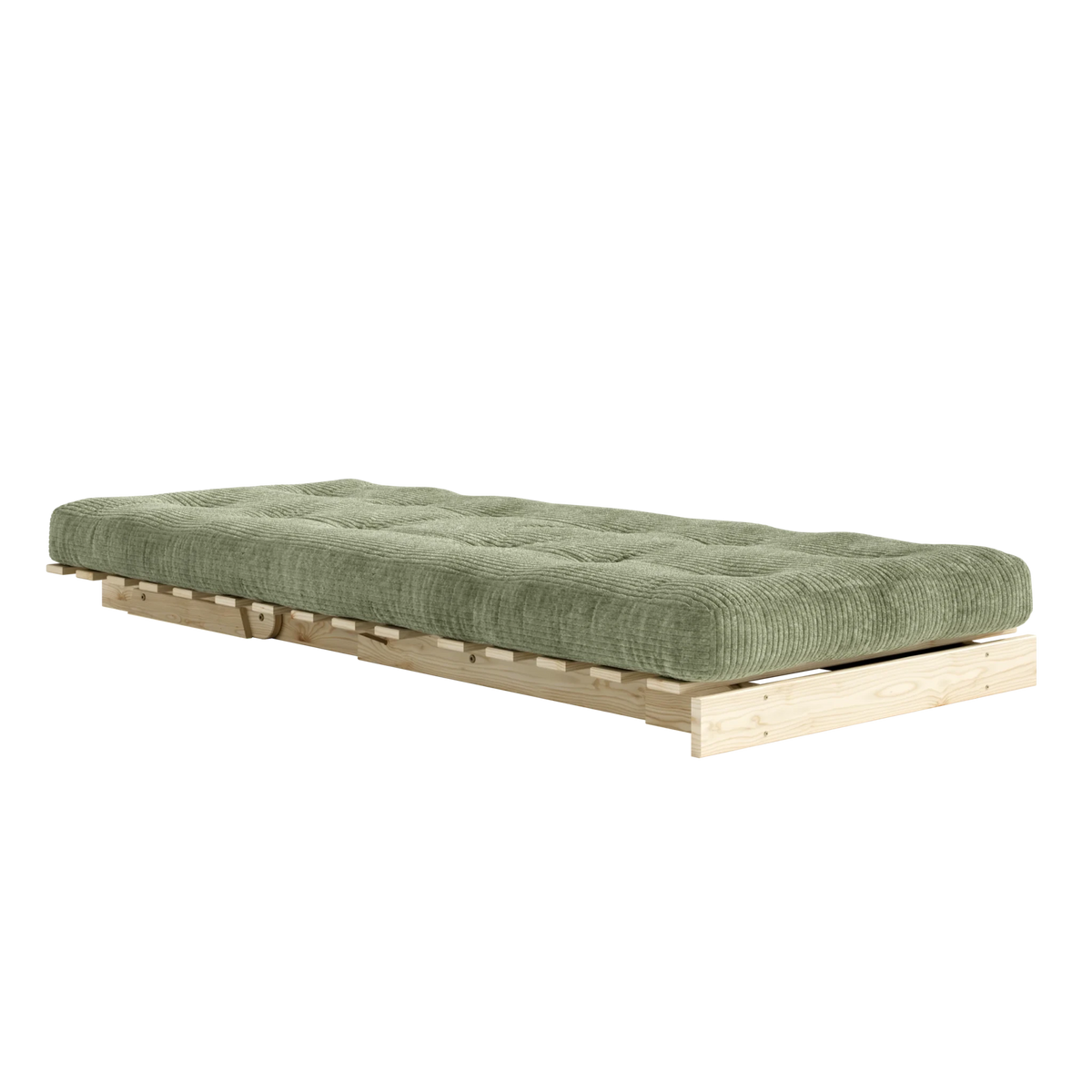 Canapé-lit en pin massif avec matelas vert 90x200cm Roots - Karup - The Cool Republic