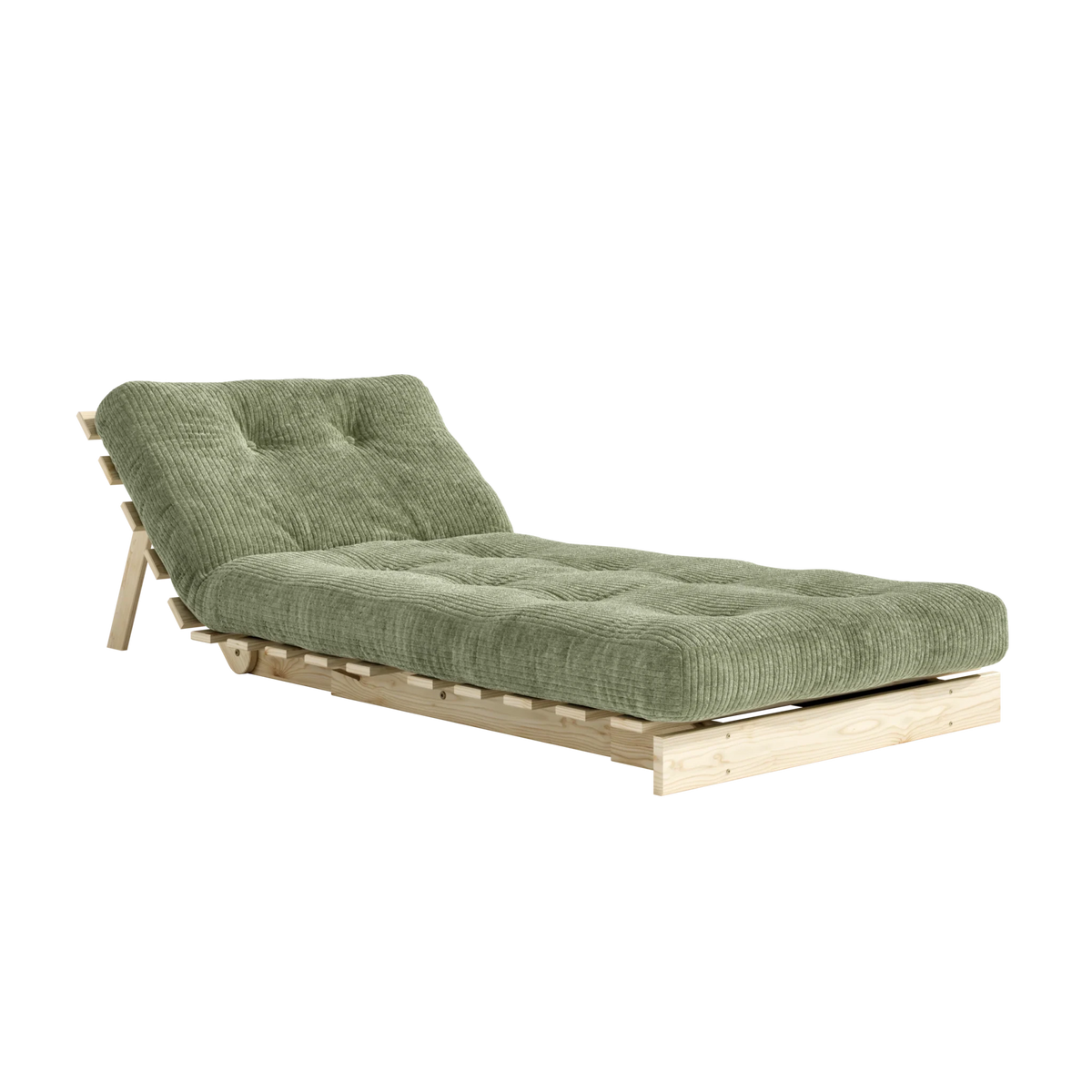 Canapé-lit en pin massif avec matelas vert 90x200cm Roots - Karup - The Cool Republic