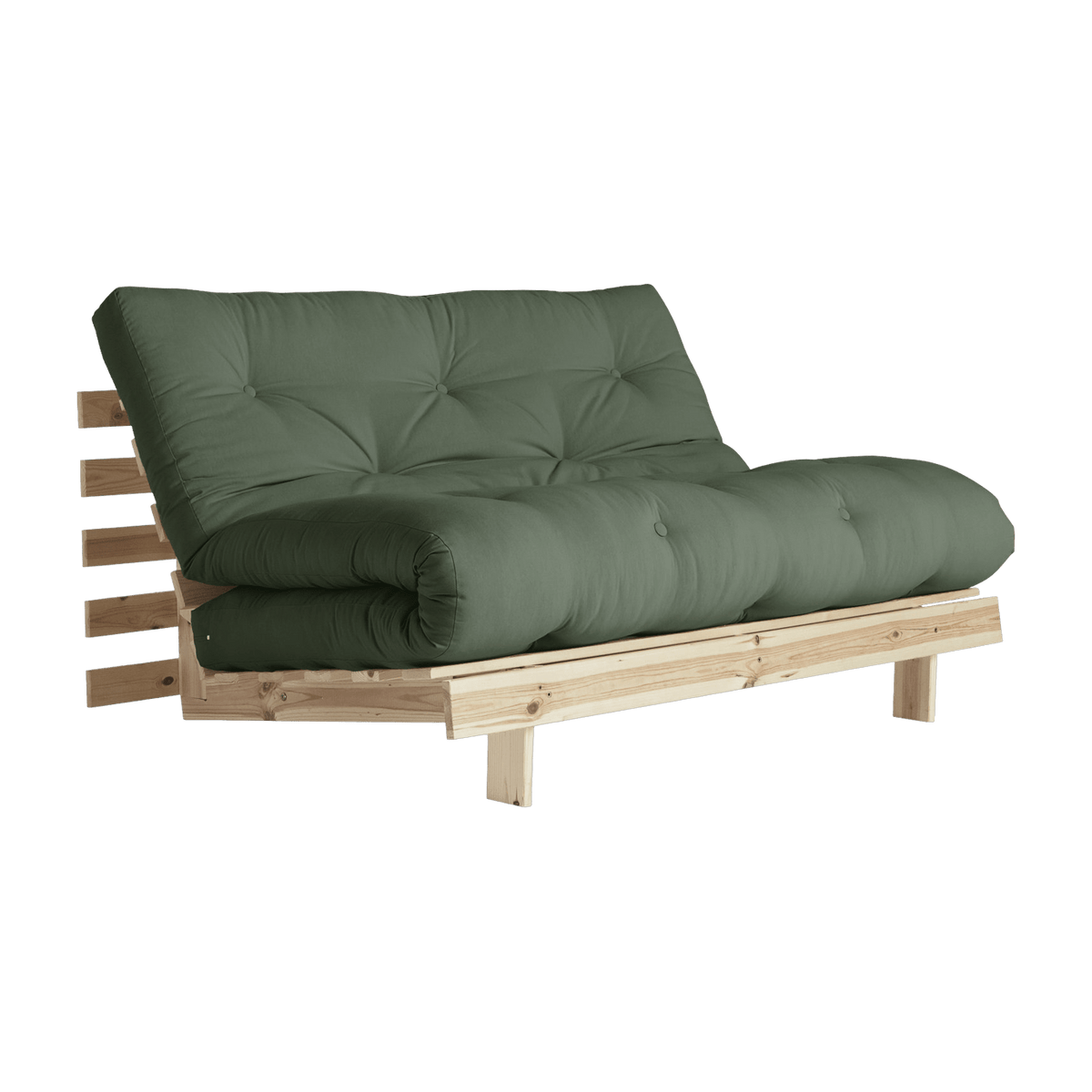 Canapé-lit vert clair en pin massif Roots 140 - Karup Design - The Cool Republic