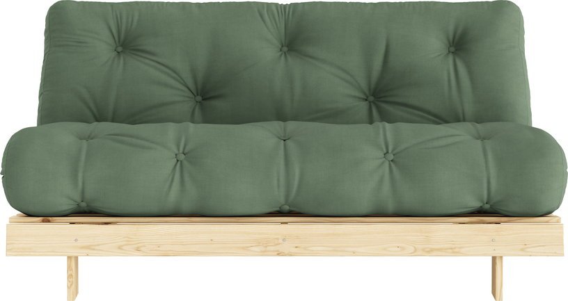 Canapé - lit vert olive pin massif Roots 160 - Karup Design - The Cool Republic