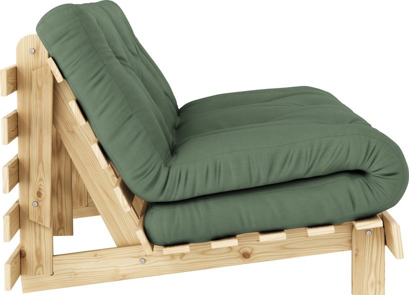 Canapé - lit vert olive pin massif Roots 160 - Karup Design - The Cool Republic
