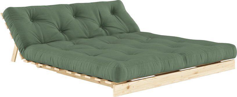 Canapé - lit vert olive pin massif Roots 160 - Karup Design - The Cool Republic