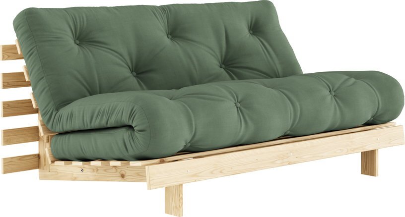 Canapé - lit vert olive pin massif Roots 160 - Karup Design - The Cool Republic