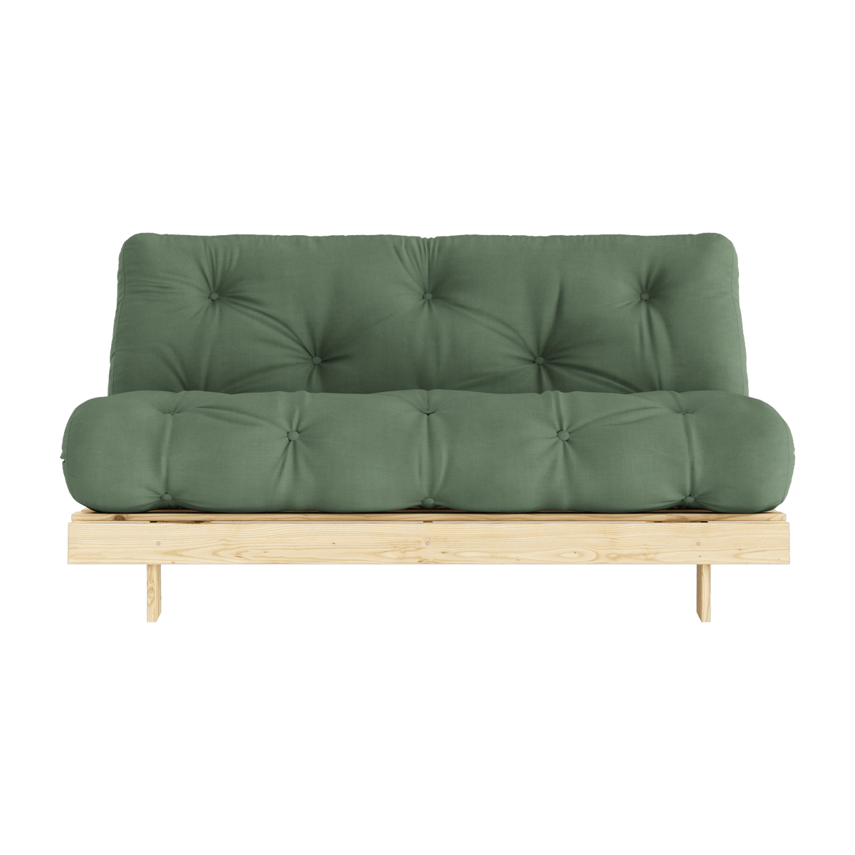 Canapé-lit vert olive pin massif Roots 160 - Karup Design - The Cool Republic