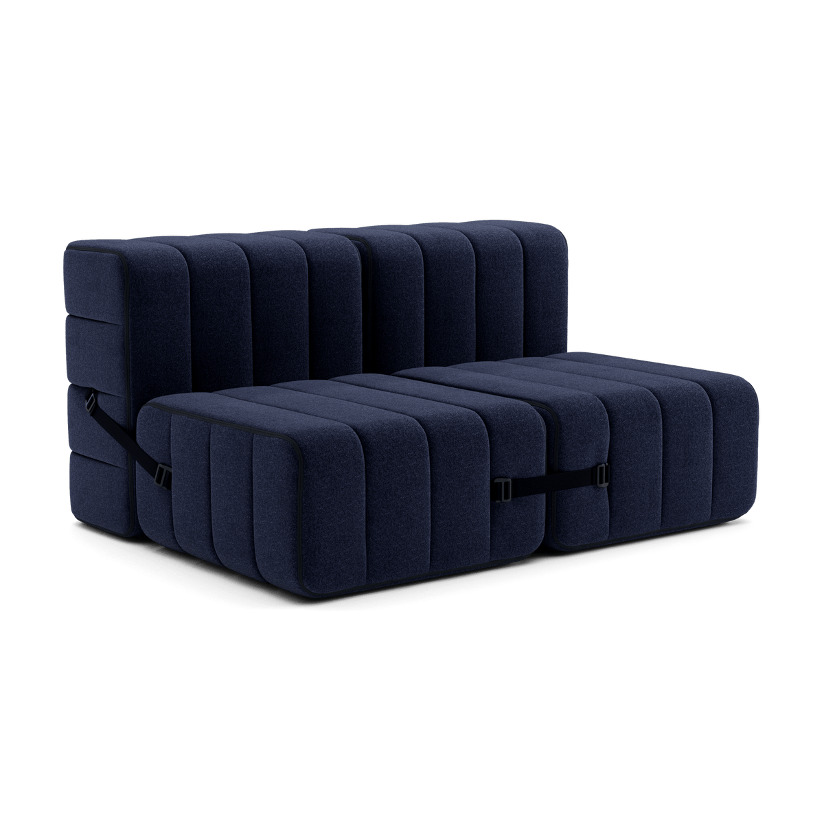 Canapé modulable 2 places en tissu Dama en laine recyclée bleu nuit 136x102x68cm Curt - Ambivalenz - The Cool Republic