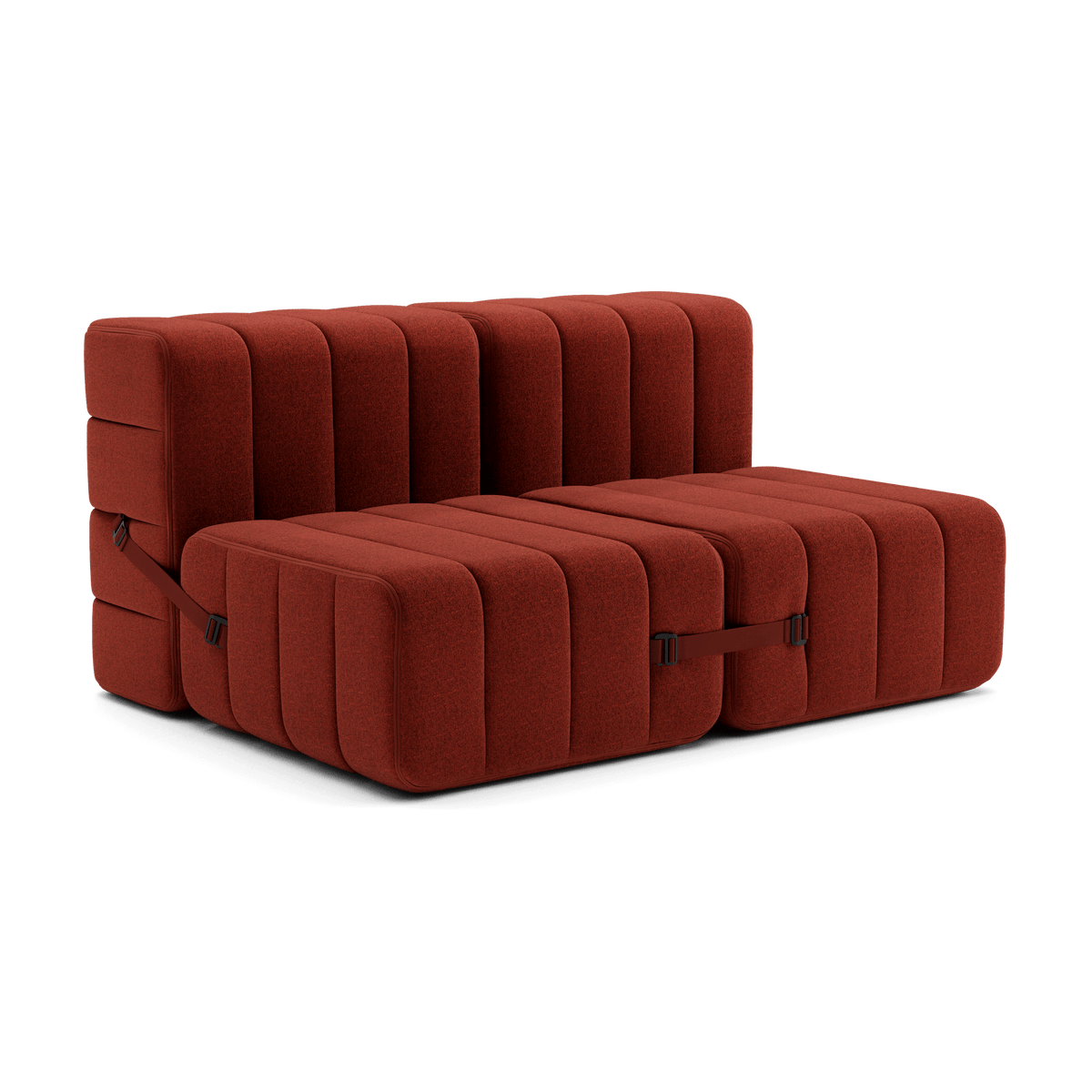 Canapé modulable 2 places en tissu Dama en laine recyclée rouge 136x102x68cm Curt - Ambivalenz - The Cool Republic