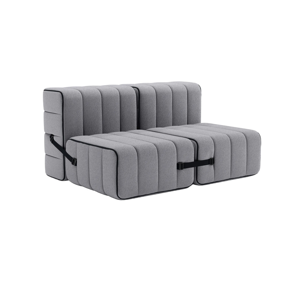 Canapé modulable 2 places en tissu Jet gris foncé 136x102x68cm Curt - Ambivalenz - The Cool Republic