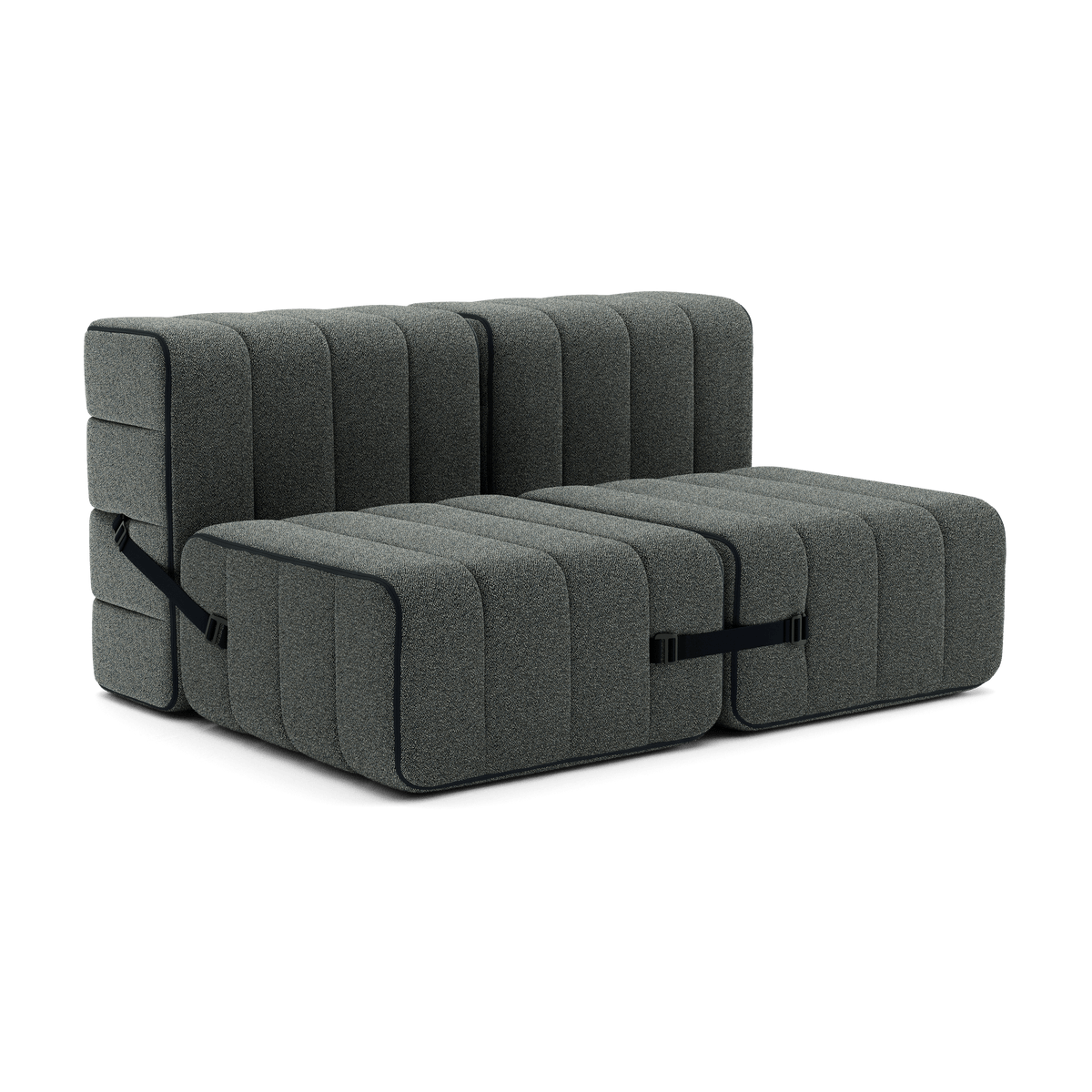 Canapé modulable 2 places en tissu Sera en laine grise 136x102x68cm Curt - Ambivalenz - The Cool Republic