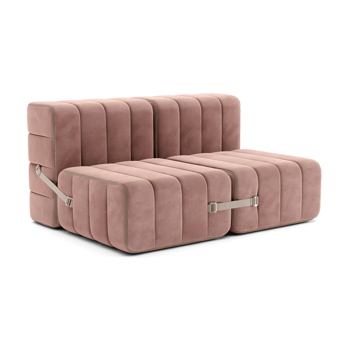 Canapé modulable 2 places en tissu Sera en laine rose 136x102x68cm Curt - Ambivalenz - The Cool Republic