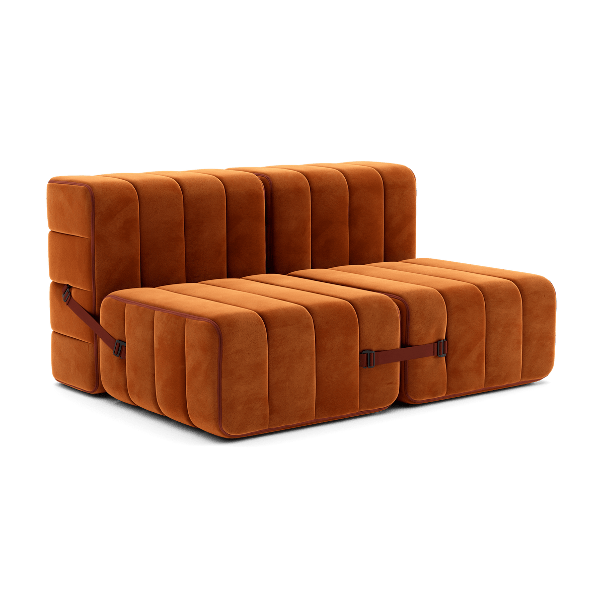 Canapé modulable 2 places en velours Barcelone rouge 136x102x68cm Curt - Ambivalenz - The Cool Republic