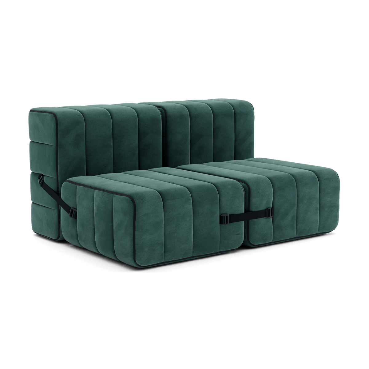 Canapé modulable 2 places en velours Barcelone vert 136x102x68cm Curt - Ambivalenz - The Cool Republic