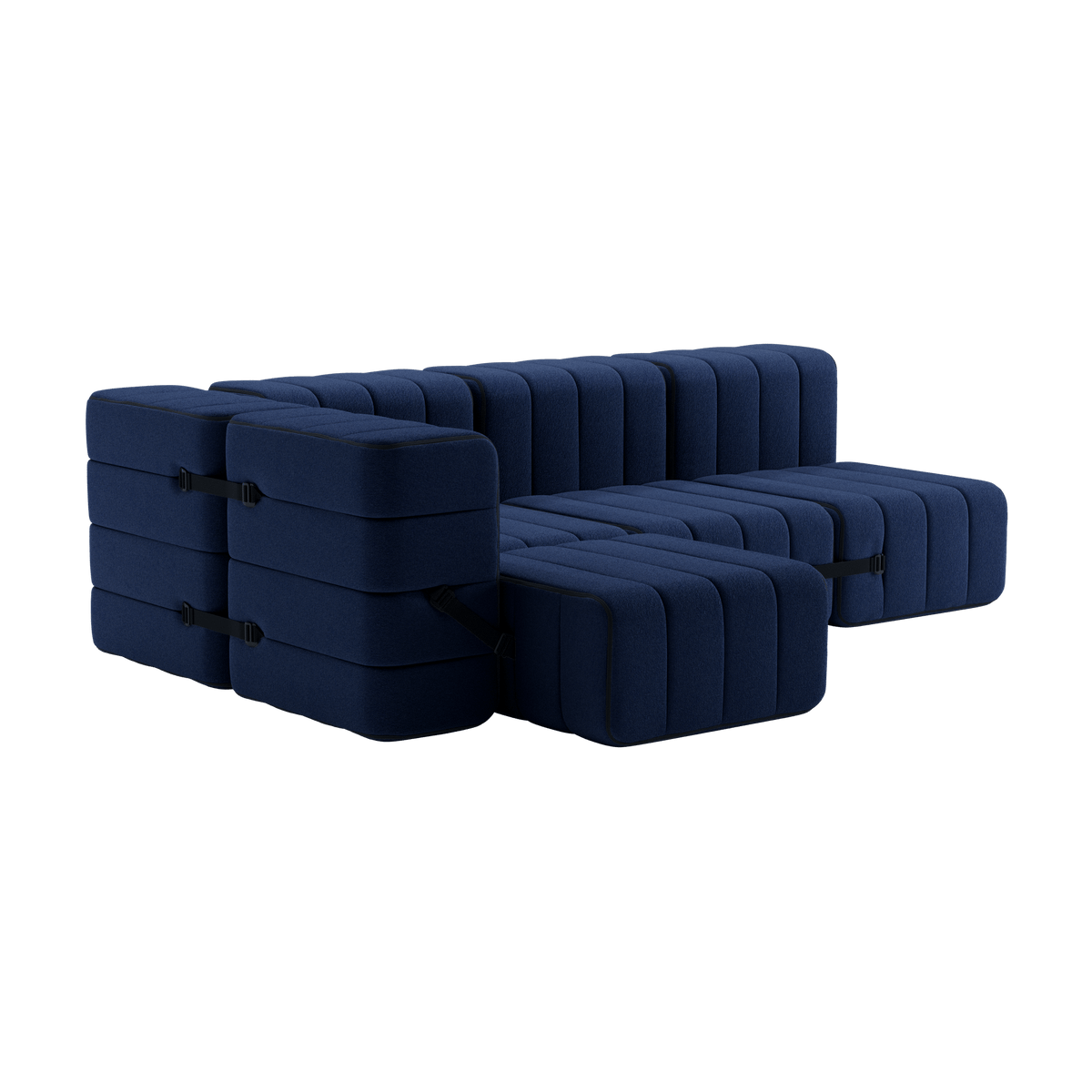 Canapé modulable d'angle en tissu Jet bleu foncé 238x170x68cm Curt - Ambivalenz - The Cool Republic