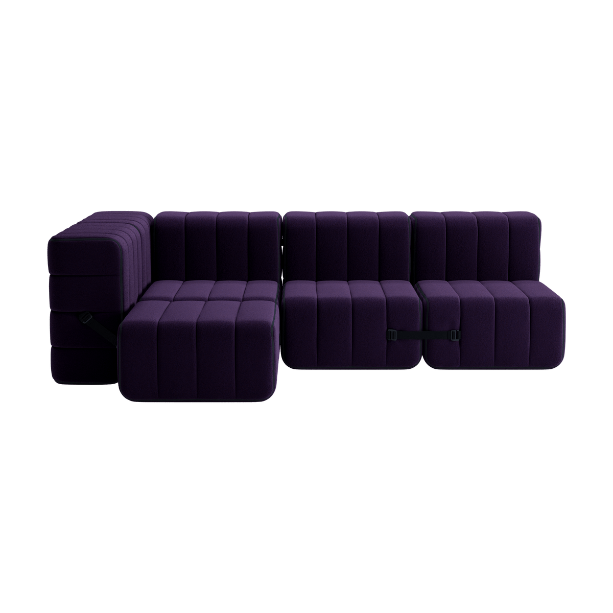 Canapé modulable d'angle en tissu Jet violet 238x170x68cm Curt - Ambivalenz - The Cool Republic