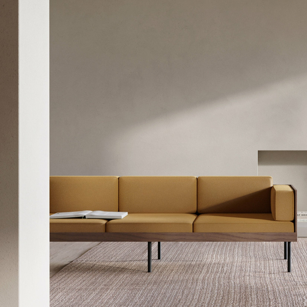 Canapé ocre en bois Cut - Kann Design - The Cool Republic