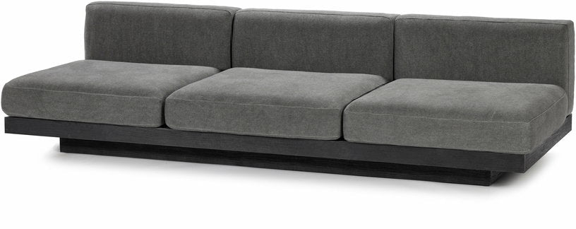 Canapé trois places en bois noir et coussins fumé 287 x 115 x 72 cm Rudolph - Serax - The Cool Republic