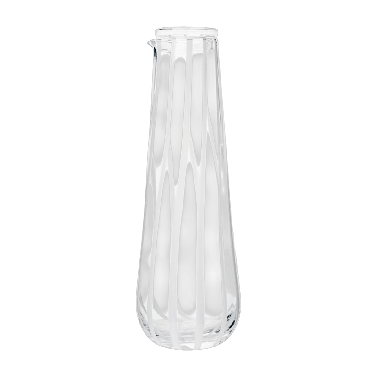 Carafe avec couvercle en verre souffle transparent et blanc Stripe - Broste Copenhagen - The Cool Republic