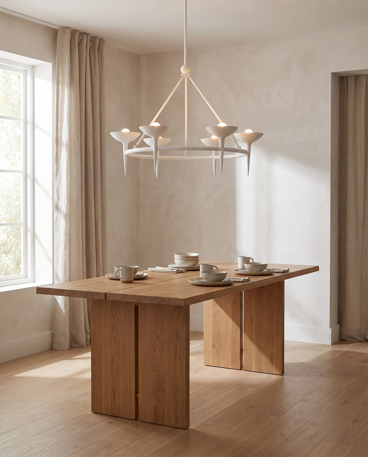 Suspension en aluminium blanc gesso 102x77cm Cecilia - Troy Lighting en situation
