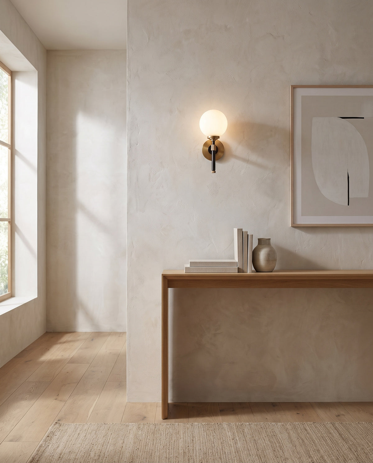 Applique de salle de bain en acier laiton vieilli et bronze ancien 15x32cm Bowery - Hudson Valley Lighting en situation
